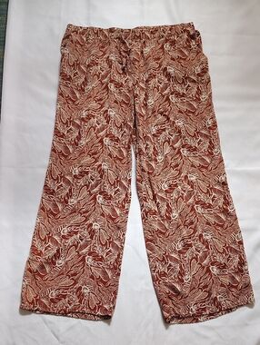 Love Wish Maternity Wide-leg Pants Size L Terracotta Red Color Elastic Waistband